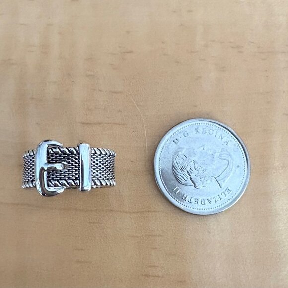 Rhodium Plated Solid Sterling Silver Buckle Ring  Size 7 NWOT Artisan made - Picture 11 of 11